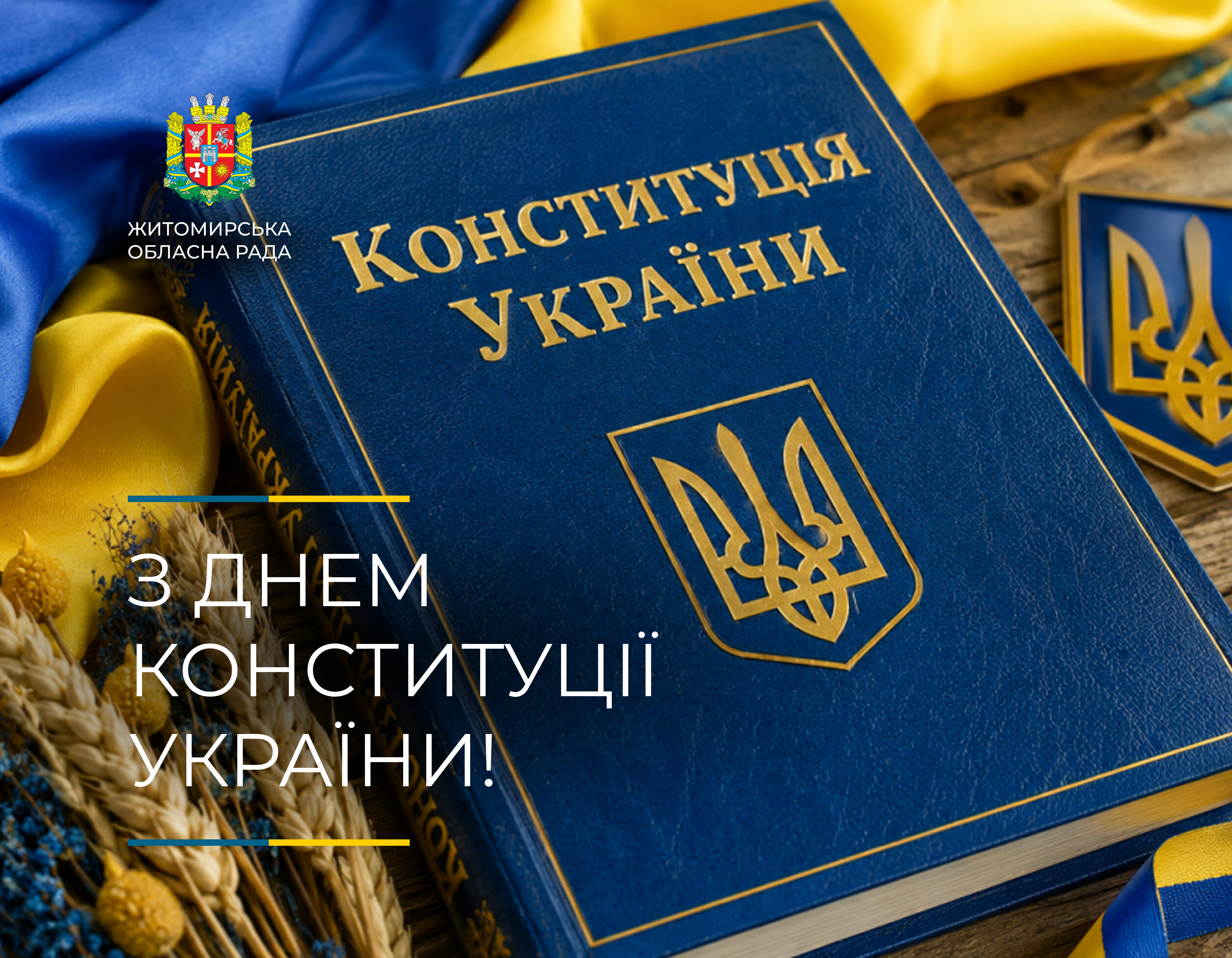 Привітання першого заступника голови Житомирської обласної ради Олега Дзюбенка з Днем Конституції України