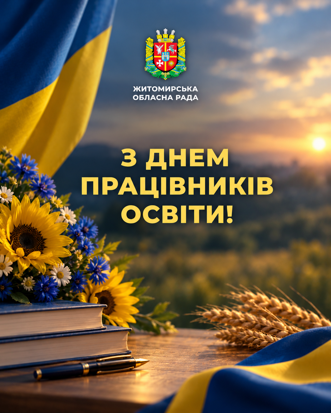 Привітання першого заступника голови Житомирської обласної ради Олега Дзюбенка з Днем працівників освіти
