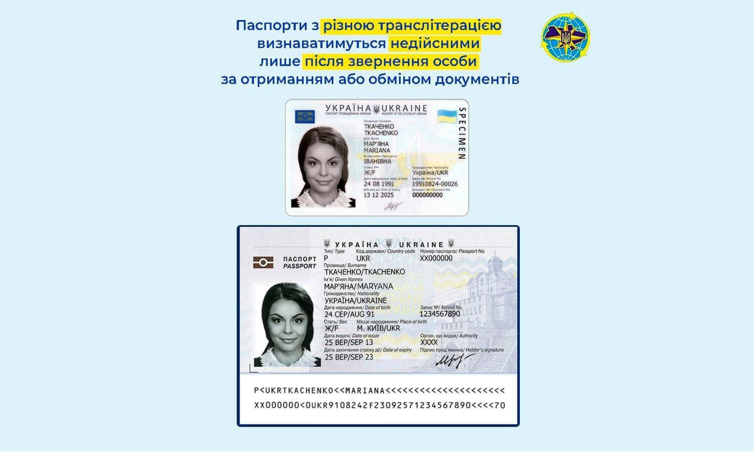 МВС Паспорти з різною транслітерацією визнаватимуться недійсними лише після звернення особи за отриманням або обміном документів